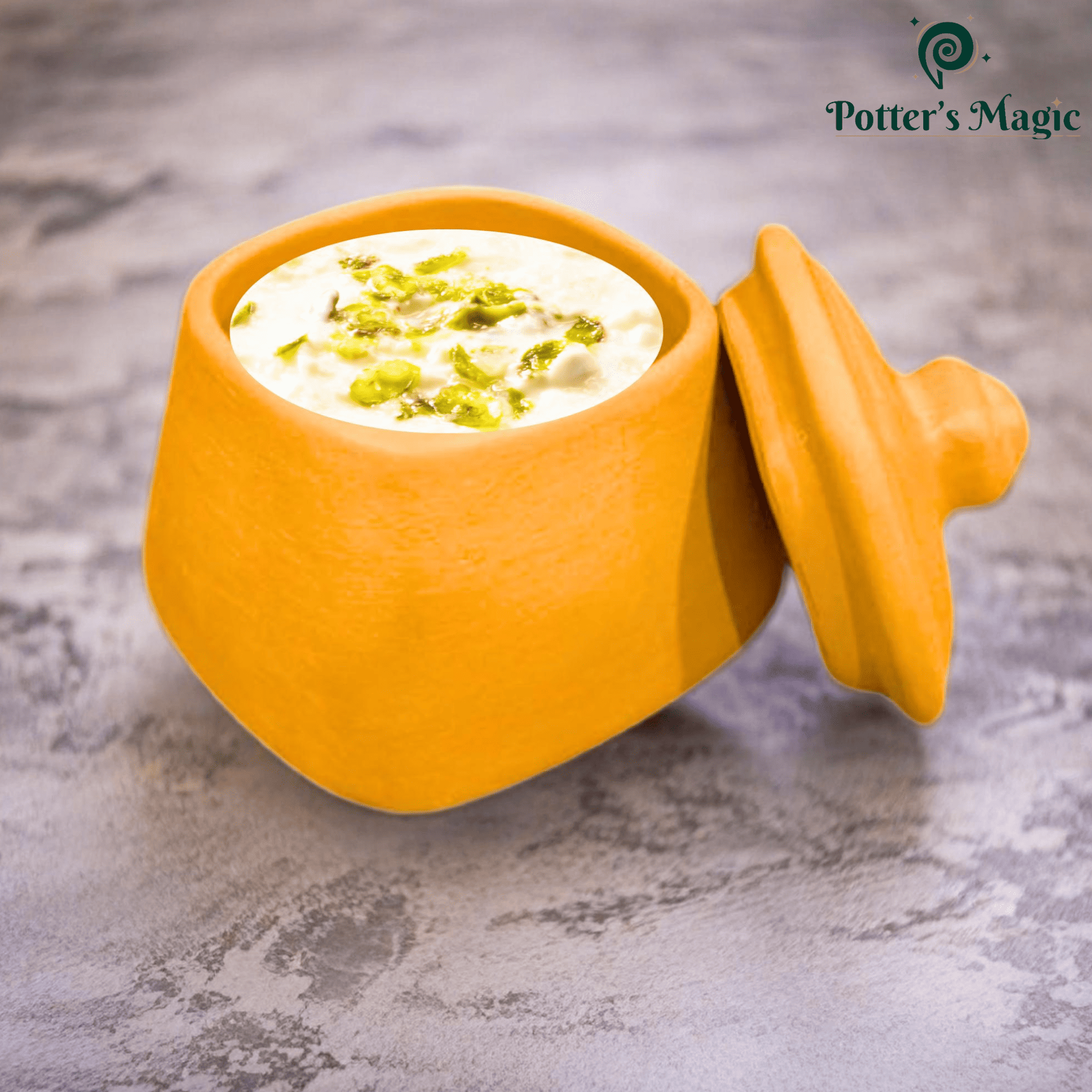 Clay Products Curd2-6 Potter's Magic Clay Pot For Curd With Lid | Earthenware Pot | Dahi Handi | Terracotta Curd Pots | Matka for Dahi | Mitti Ka Matka | Traditional & Eco-Friendly Clay Pots/Yogurt Bowl | Pack Of 2, 400ml - Image 1