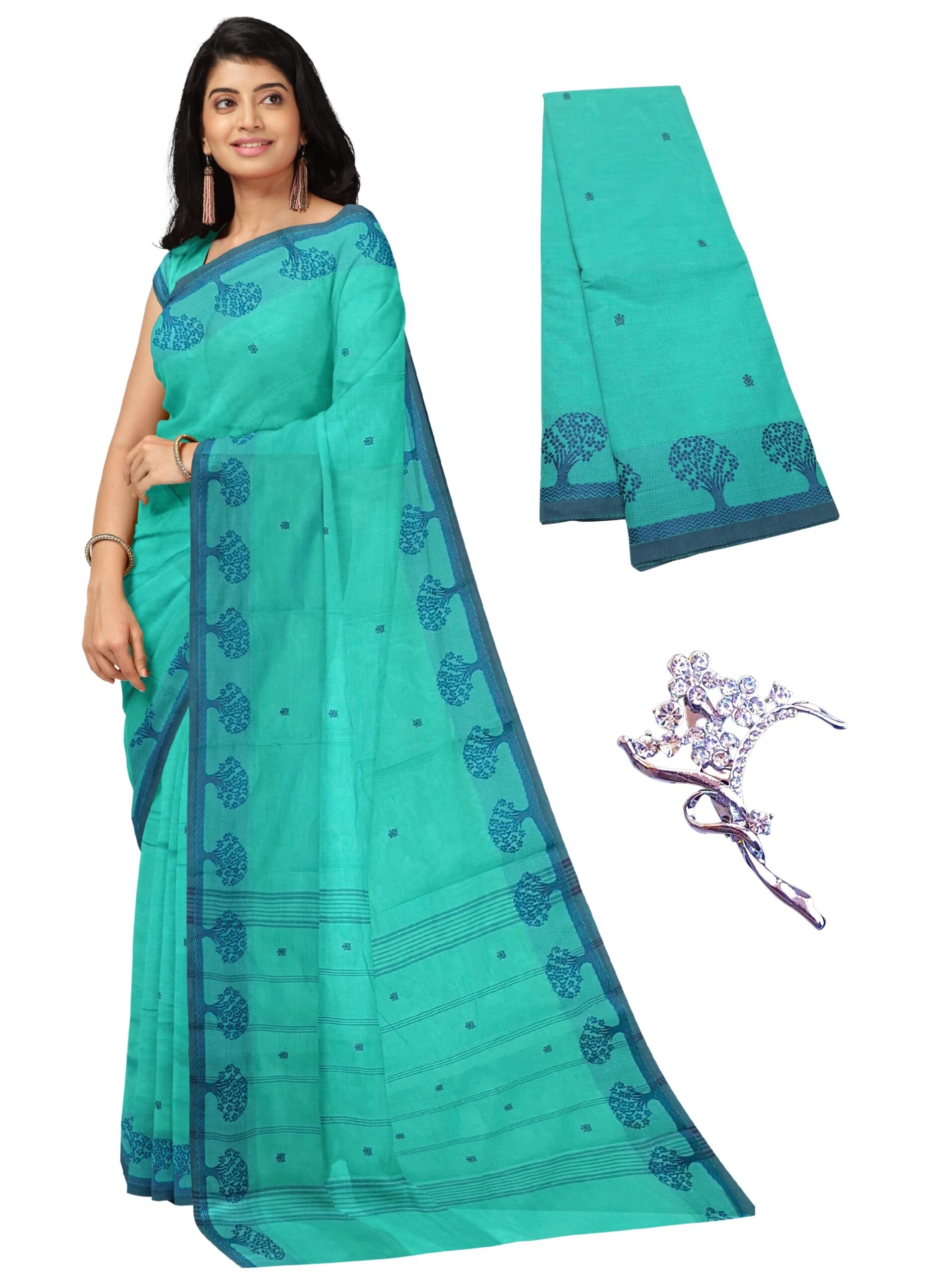 1 NandaVanam Women's Chettinad Cotton Sarees | Handloom Saree With Blouse | Pure Cotton Sarees For Women Daily Use & All Occasion Wear | Soft, Comfort Cotton Sareemen's Chettinad Cotton Sarees | Handloom Saree With Blouse - Image 1