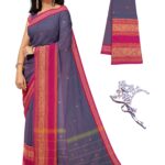 NandaVanam Women's Chettinad Cotton Sarees | Handloom Saree With Blouse | Pure Cotton Sarees For Women Daily Use & All Occasion Wear | Soft, Comfort Cotton Saree Women's Chettinad Cotton Sarees | Handloom Saree With Blouse
