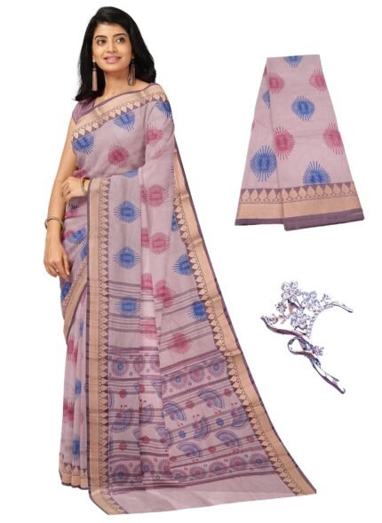 NandaVanam Women’s Chettinad Cotton Sarees | Handloom Saree Without Blouse | Pure Cotton Sarees For Women Daily Use & All Occasion Wear | Soft, Comfort Cotton Saree Women’s Chettinad Cotton Sarees | Handloom Saree Without Blouse