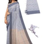 NandaVanam Kovai Cotton Saree with Floral Motifs and Contrast Pallu